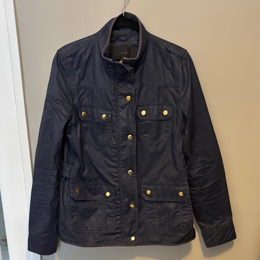 J. Crew Women's Dark Blue Utility Jacket with Gold Buttons